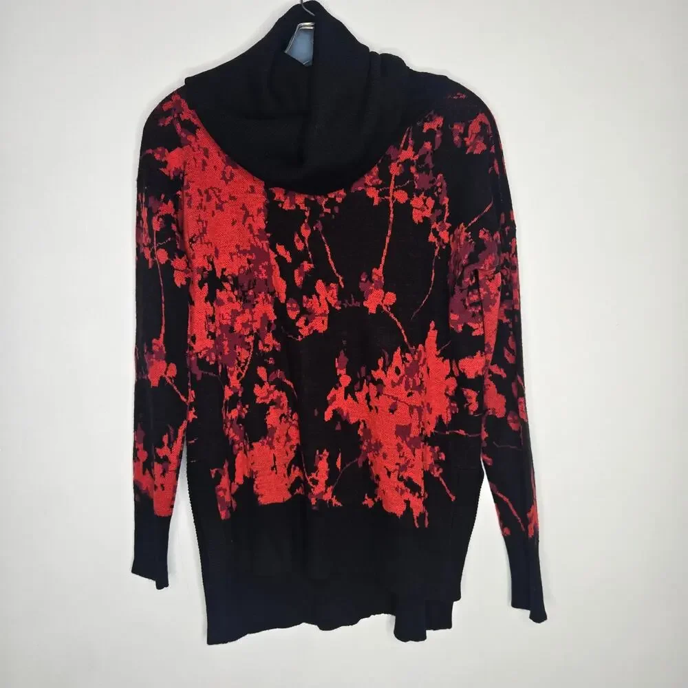 Diane von Furstenberg Merino Wool Floral Sweater Cowl Neck Bold Artsy Women XS